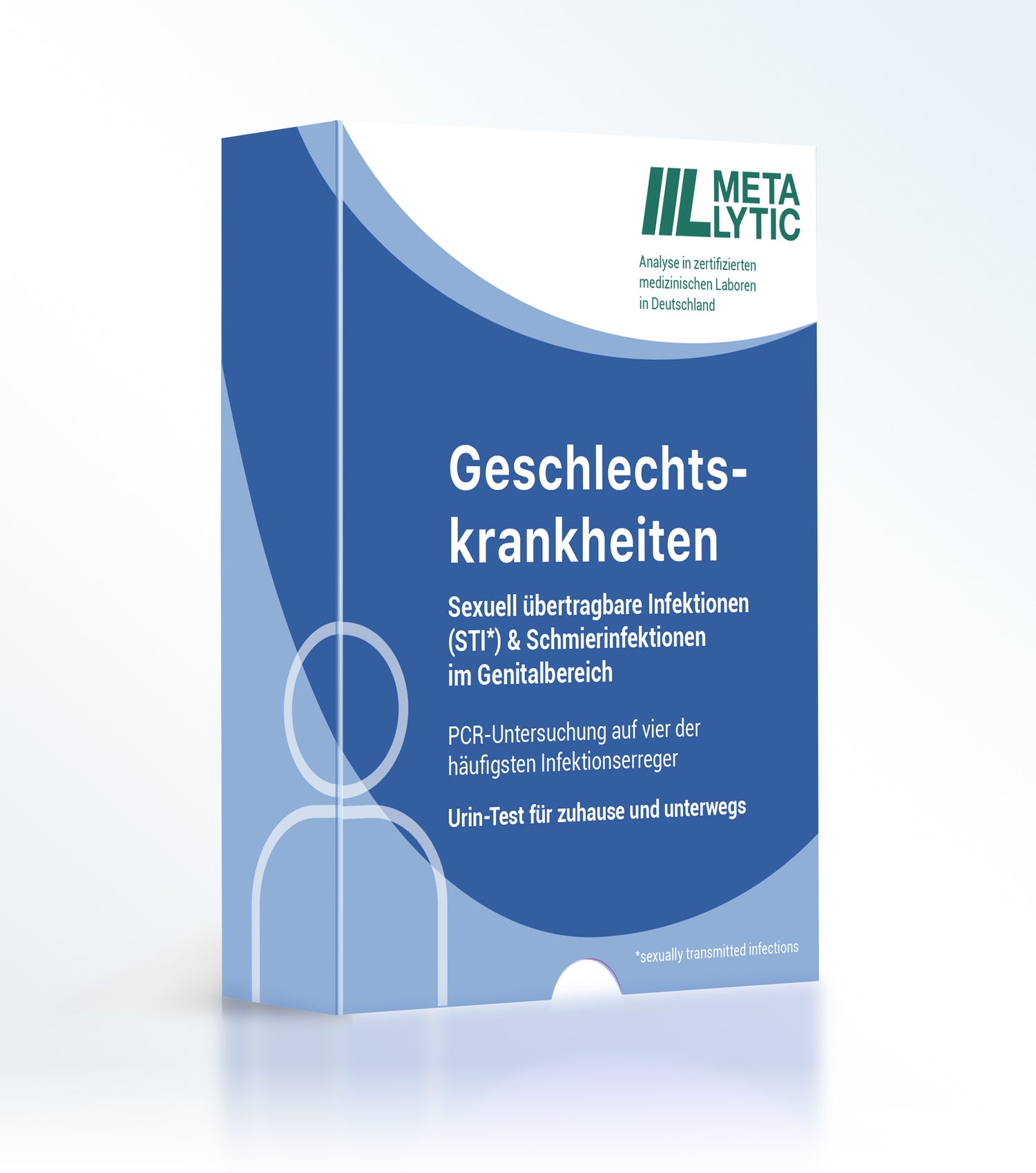 Produktverpackung STI Test auf 4 Erreger von MetaLytic. 